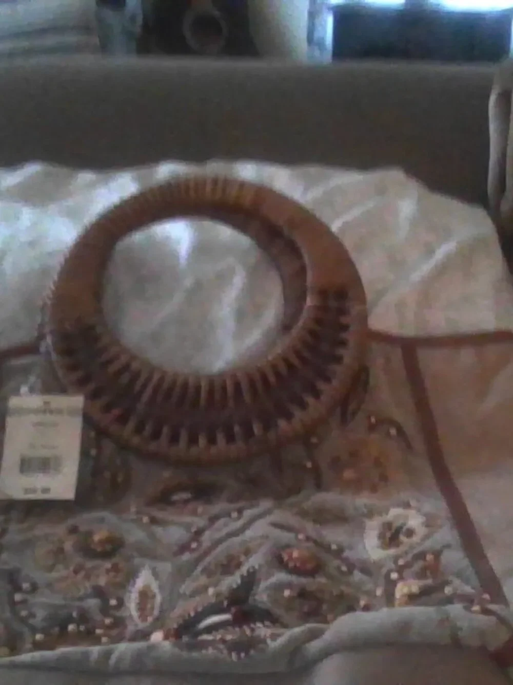 NWT Fossil handbag purse  tan w/wooden handles